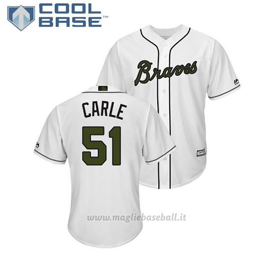 Maglia Baseball Uomo Atlanta Braves Shane Carle 2018 Dia de los Caidos Cool Base Bianco
